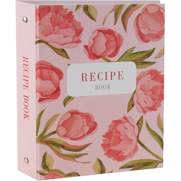 Recipe Binder - 7.9x9.4, Oil-Proof & Waterproof Cover, 3 Ring Recipe Book Binder with Plastic Sleeves to Write in Your Own Recipes60 Recipe Cards incl.