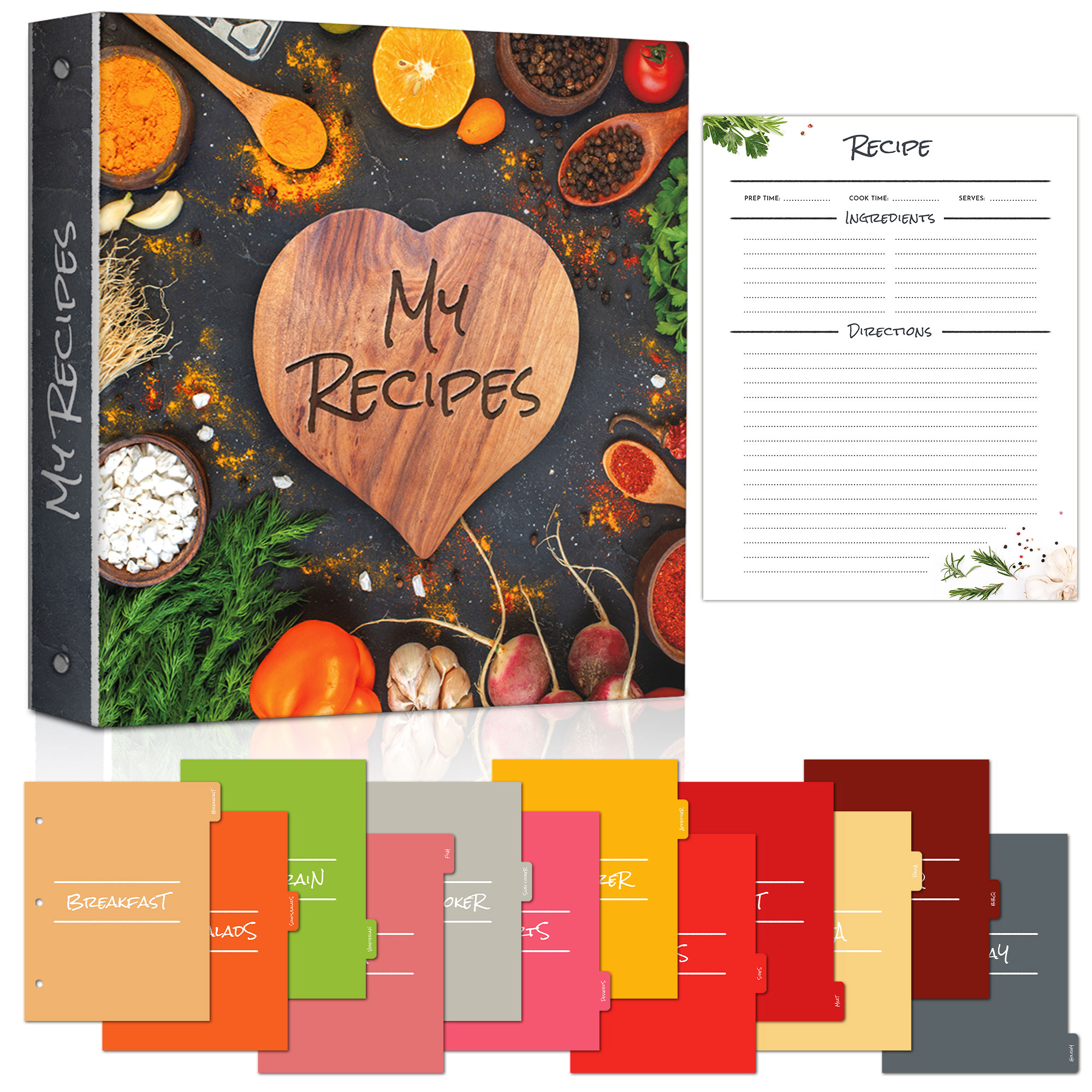 Recipe Book With 30 Blank Pages and Page Protectors, Write In Your Own