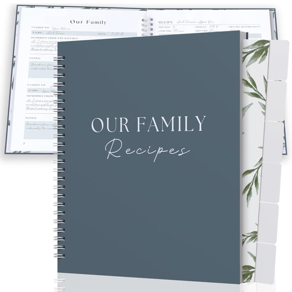 Recipe Book To Write In Your Own Recipes with 6 Custom Dividers - Blank Spiral DIY Personalized Family Cookbook Journal, 98 Empty Templates to Fill In - Cooking Notebook Keepsake - Slate