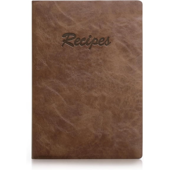 Recipe Book to Write in Your Own Recipes, Blank Cookbook, 80 Recipes | Brown Kitchen Recipe Journal for Men, Write Personal Recipes, 100GSM Paper, 84 Pages, Conversion Chart, Inner  Pocket