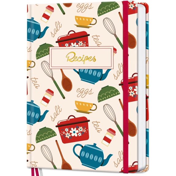 Recipe Book to Write in Your Own Recipes, Hardcover Blank Cookbook, Customizable A5 Recipe Journal Hold 148 Recipes(Red)