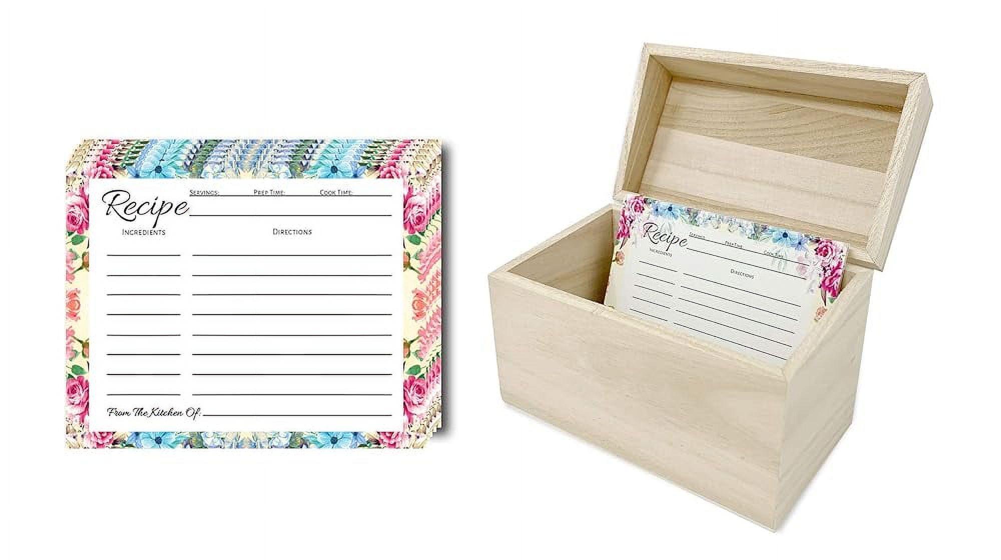 Recipe Box With Cards (50 Count Floral Recipe Cards), Recipe Card Box