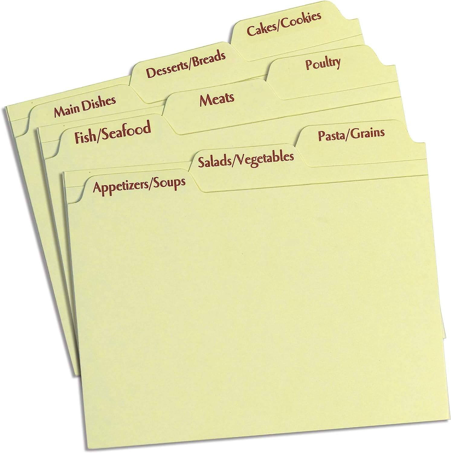 Meadowsweet Kitchens Sturdy Coated Cardstock Recipe Box Dividers, 4x6