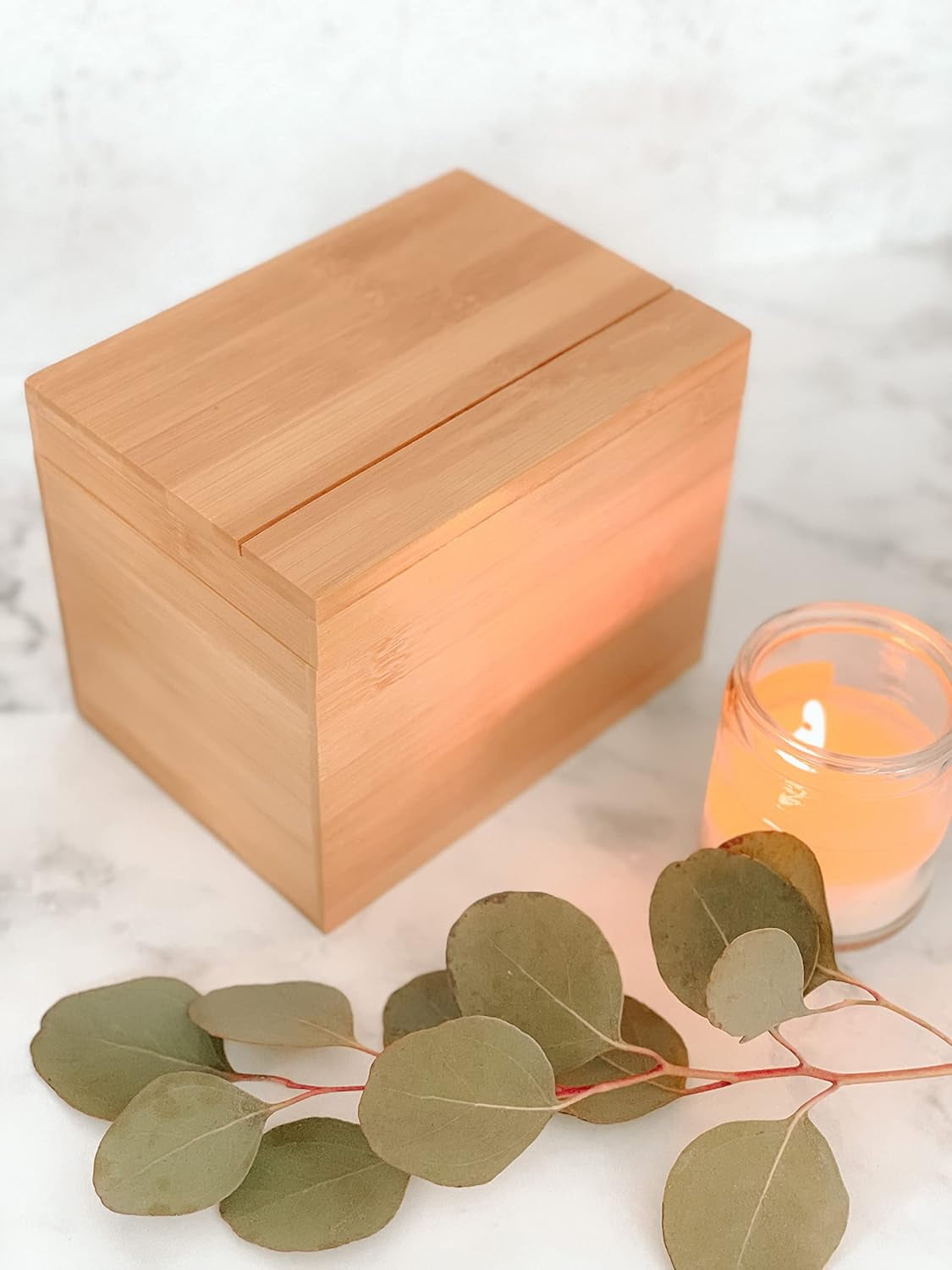 Recipe Card Box – 100% Bamboo Wooden Recipe Organizer | Vintage Finish, Holds 4x6 Recipe Cards