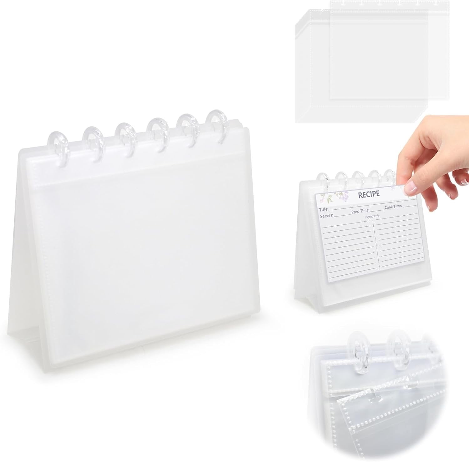 Recipe Card Holder Organizer Stand Flip Cookbook Binder 40 Pockets ...