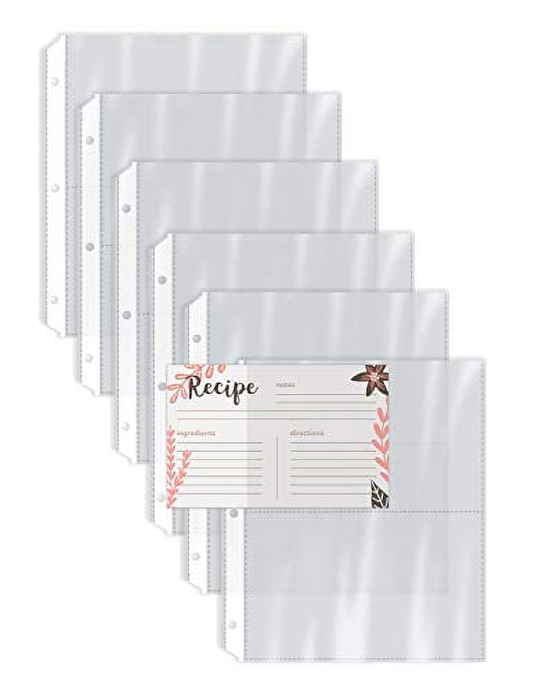 Recipe Card Page Protectors, 50 Count, 4 x 6 inch Pockets, 2 Pockets Per Page, by Better Kitchen Products, Recipe Book Pocket Page Refill Sheets, Side Margin Loading, for Half-Page Mini Bind