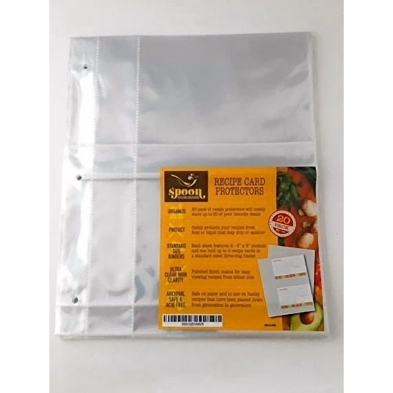 Recipe Card Protector Clear Refill Sheets File Organizer Protector 20-Pack