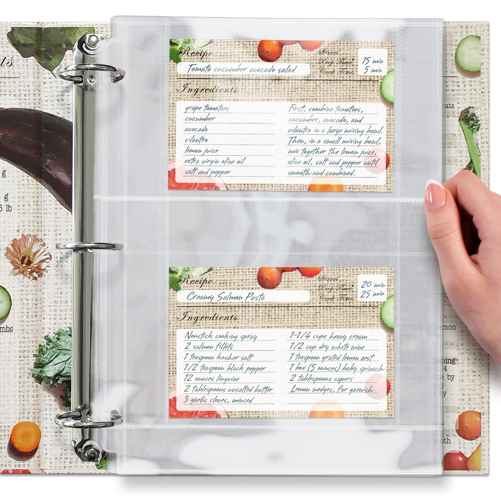 Recipe Card Protectors 4x6, Pack of 50 TopLoading Crystal Clear Recipe