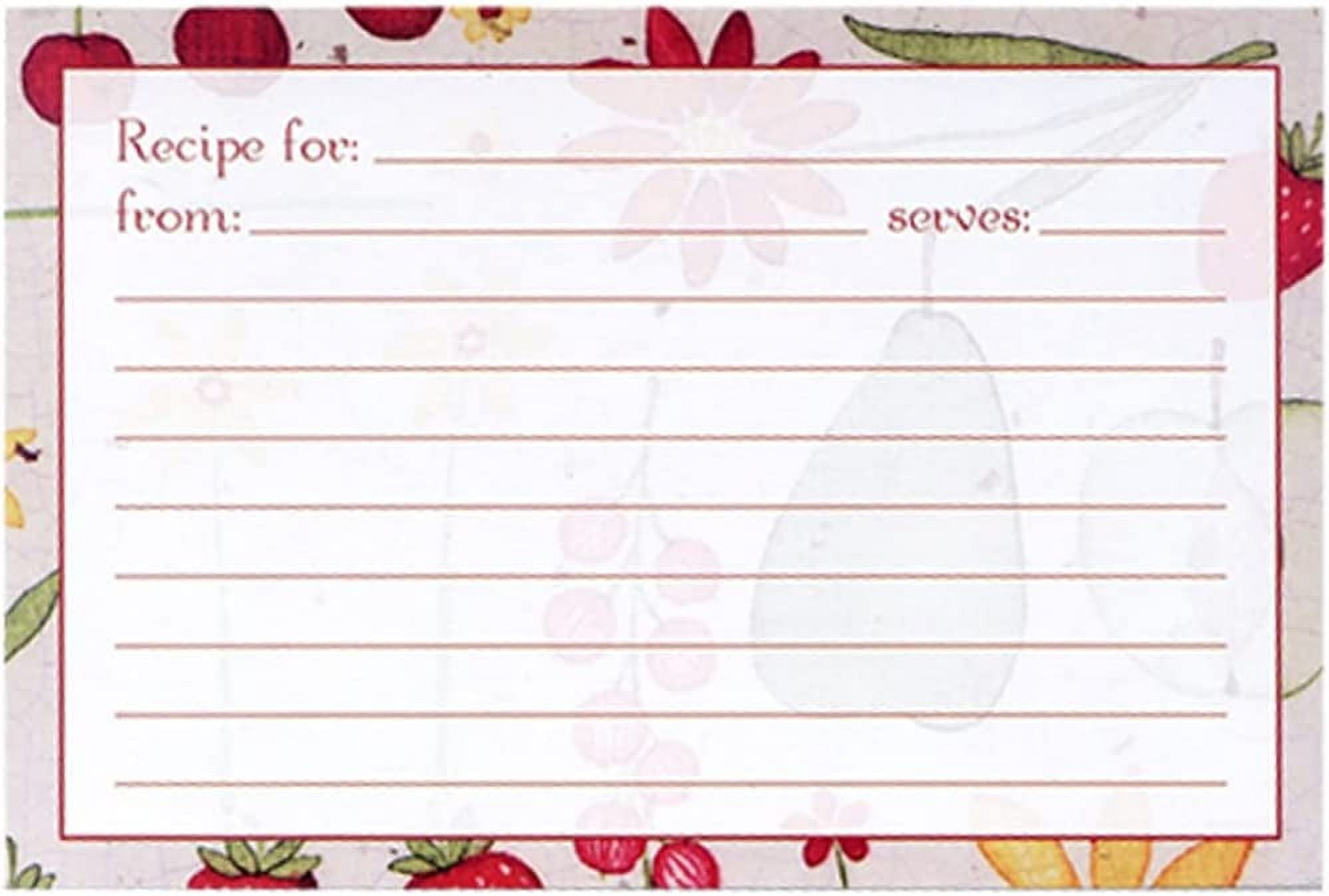 Meadowsweet Kitchens Recipe Card Set, 4" x 6" Cards with Fruit 'n