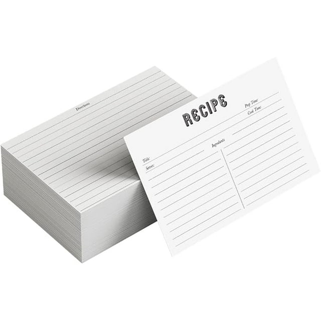 Recipe Cards 100 White 4x6 Cards For Recipes, Blank Recipe Postcards