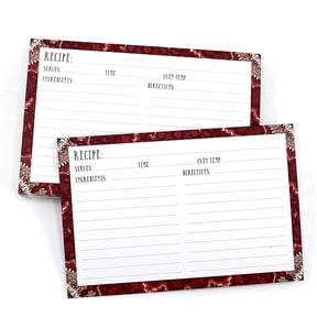 Recipe Cards Lined with Maroon and White Design 4" X 6" on Premium Thick Card Stock Great Gift for Amateurs or Experienced Chefs (Pack of 50)