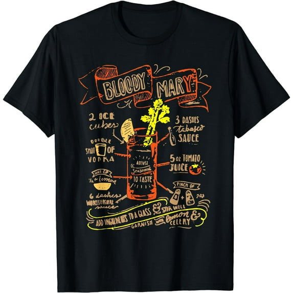 Recipe Cocktail Bloody Mary Perfect Gift T-Shirt Black Small