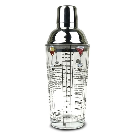 16 ounce Wine Recipes Printed Glass Cocktail Shaker QGM22651