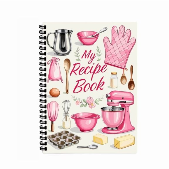 Recipe Journal Notebook with Durable Cover, Paper Pink 21.5x14x2cm, Organize Cooking Ideas, Chef Recipe Book, Culinary Keepsake