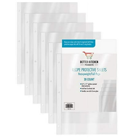 Recipe Sheet Protectors Full Page, 8.5 x 11 inch, 30 Pack, Heavyweight, Top Load, by Better Kitchen Products, Page Protector Binder Sheets, 3-Hole Punched, for Recipe Binders, 30 Pack price history and forecast - Better Kitchen Products 81011