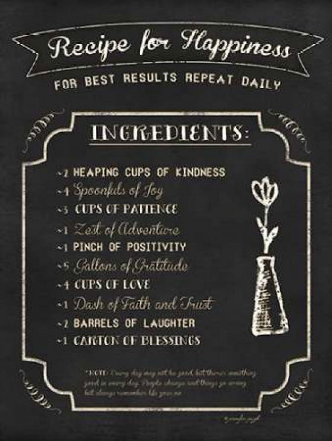 Recipe for Happiness Canvas Art - Jennifer Pugh (18 x 24)