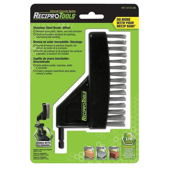 Recipro Tools RCT-ST10-OB Off-Set Wire Brush for Reciprocating Saws