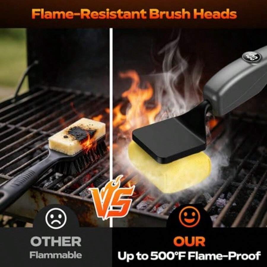 Reciprocating Electric Grill Brush Fire-Resistant BBQ Grill Brush Bristle-Free Grill Brush For Outdoor Grill Grill Cleaner With 3 Heads Cordless Grill Cleaning Brush With 3600 MAn Silver