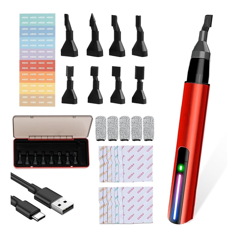 Mini Reciprocating Sander – USB Rechargeable Detail Sanding Pen With 3 Speeds, 8 Heads & 864 Sandpaper Sheets