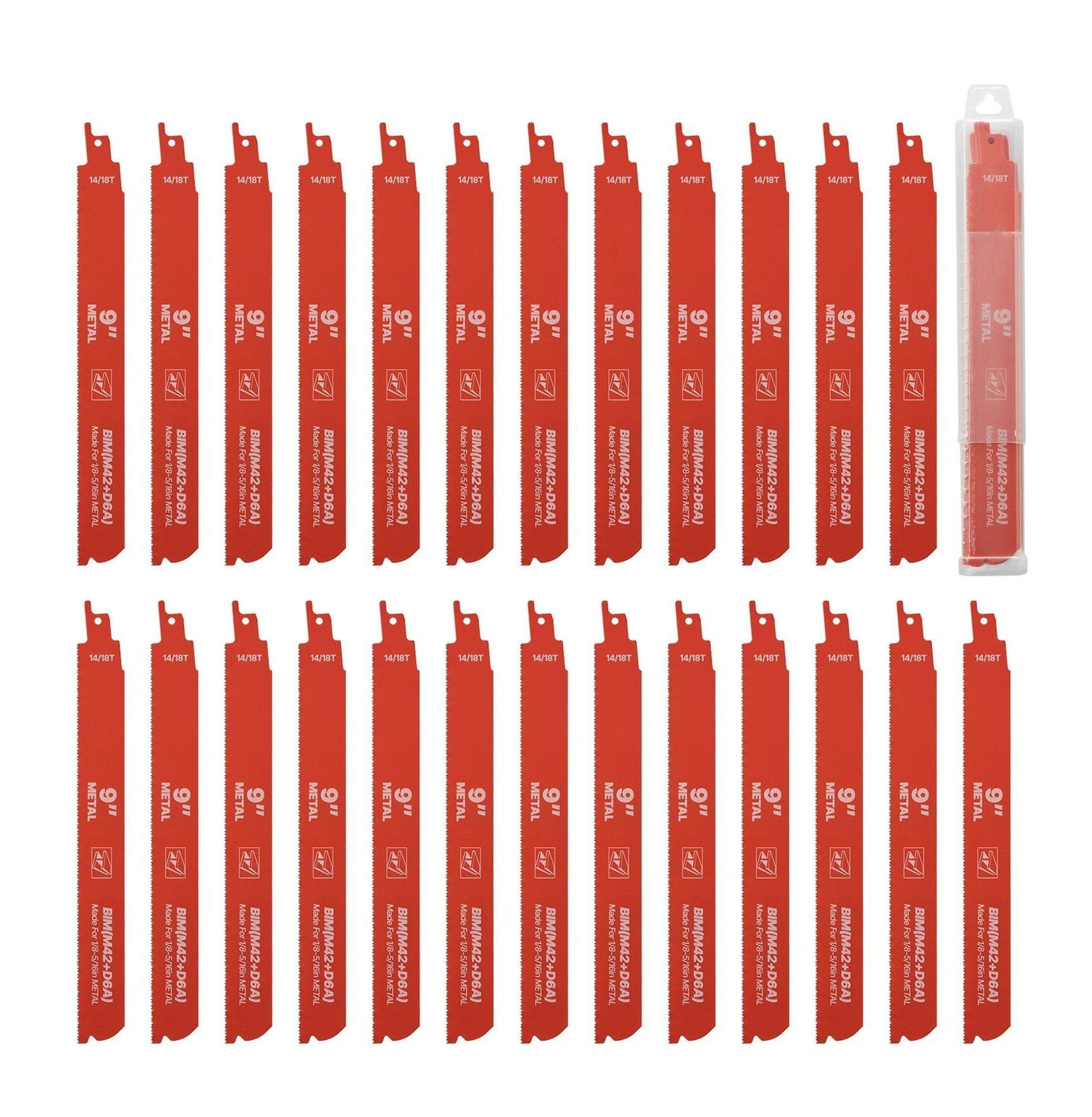 Reciprocating Saw Blades, 25 Pack, 14/18 TPI Bi-Metal Reciprocating Saw Blade Set with Universal Shank, Sharp Teeth for Fast and Smooth Cuts, for Cutting 1/8-5/16 inch Medium Metals, Orange