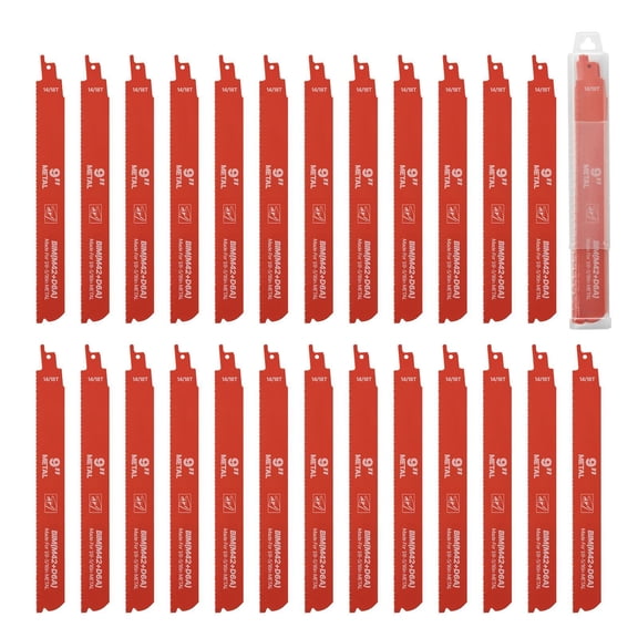 Reciprocating Saw Blades,25 Pack,14/18 TPI Bi-Metal Reciprocating Saw Blade Set with Universal Shank,Sharp Teeth for Fast&Smooth Cuts,for Cutting 1/8-5/16"Medium Metals,Orange