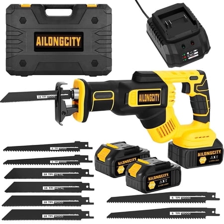 21V Brushless Reciprocating Saw,2×4.0Ah Battery Cordless Power Sawzaw 28mm 3500 SPM High-Performance Saws with 12 Saw Blades, Recíproca for Heavy-Duty Materials Cutting Wood Metal & PVC