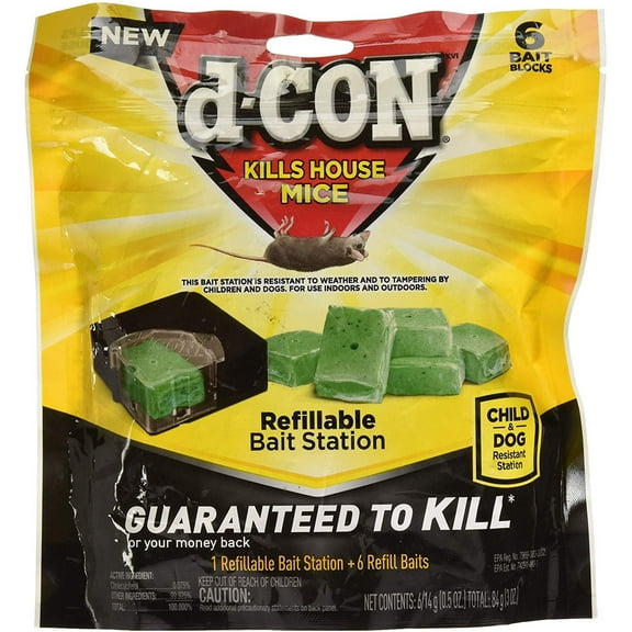 Reckitt Benckiser Mouse Bait Station Refill - Child-Resistant, Indoor/Outdoor - 6 Pack