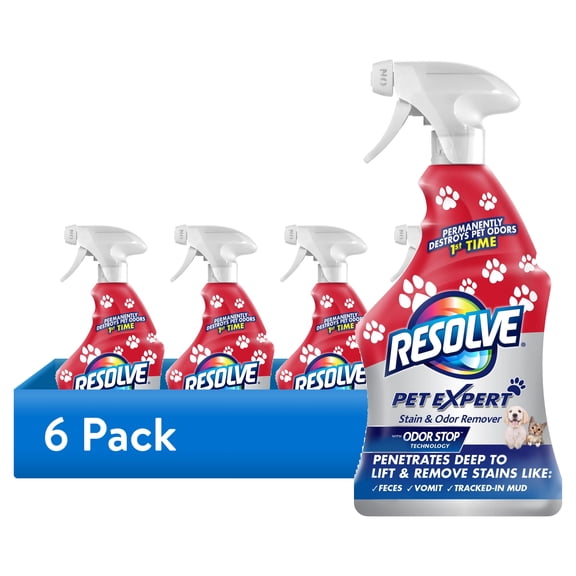 (6 pack) Resolve Pet Expert Carpet Stain Cleaner Solution and Odor Remover Spray, 22 oz
