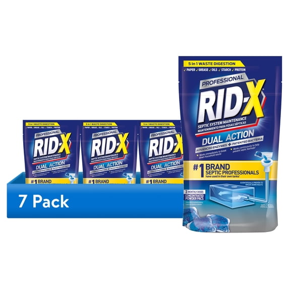(7 pack) RID-X Septic Tank Treatment Pods – 3 Month Supply, Dual Action Enzymes and Bacteria to Break Down Waste & Prevent Backups