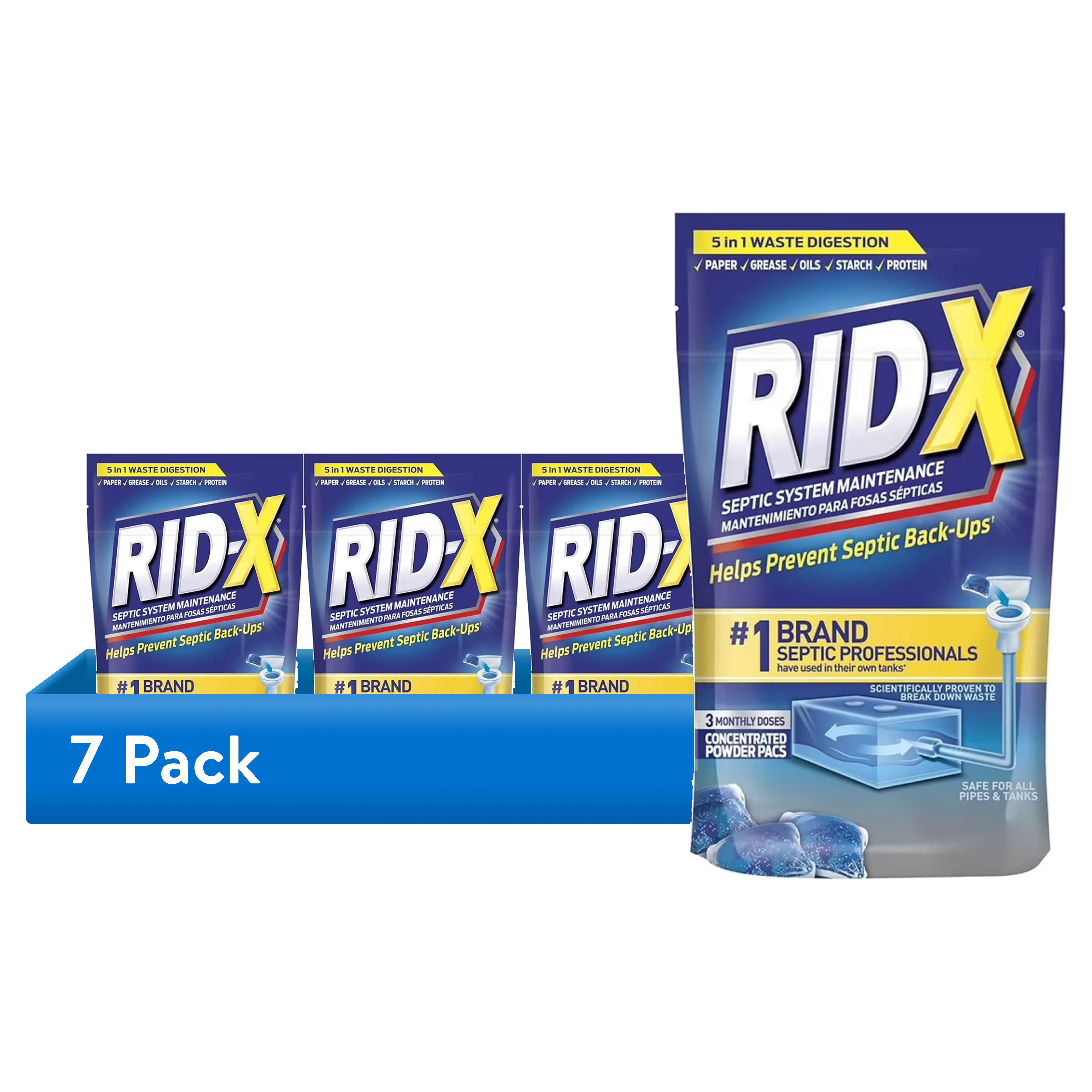 (7 pack) RID-X Septic Tank Treatment Pods – 3 Month Supply, Dual Action Enzymes and Bacteria to Break Down Waste & Prevent Backups