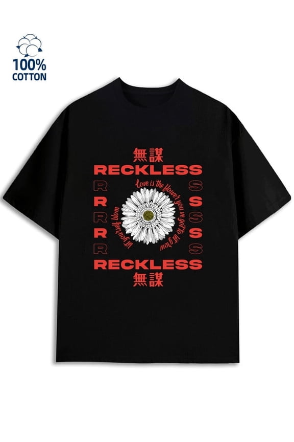 Reckless Daisy Tee mens 180G 100% Cotton black Classic Unisex Shirt Graphic Tee tshirts Retro Unisex Shirt Graphic tshirts Basic Unisex Shirt Crewneck tshirts Original Unisex Shirt Crewneck tshirts