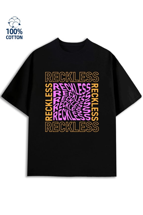 Reckless Tee men's 180G 100% Cotton black Casual Unisex Shirt Printed tshirts Funny Unisex Shirt Short Sleeve tshirts Fashion Unisex Shirt Graphic Tee tshirts Vintage Unisex Shirt Printed tshirts