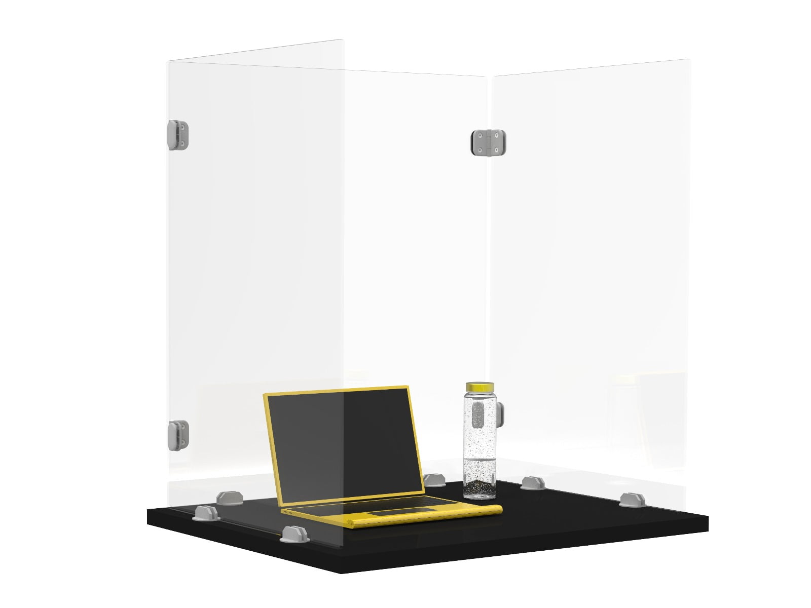 Reclaim Trifold Acrylic Desk Shield- 22" x 24" Freestanding, Clear