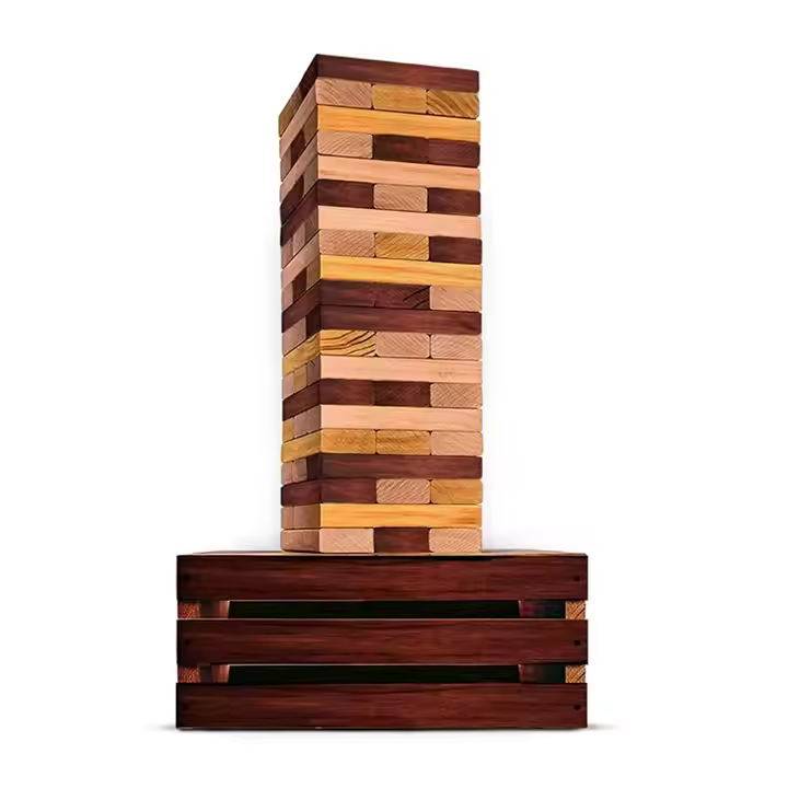 Reclaimed Giant Tower Game, 60 Blocks + Storage Crate / Outdoor Game Table, For All Ages