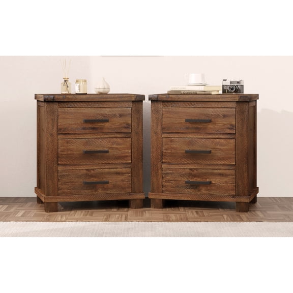 Reclaimed Pine from Old Barns - Drawers with 66 lbs Capacity - Bedroom Nightstand - Long - Lasting Quality