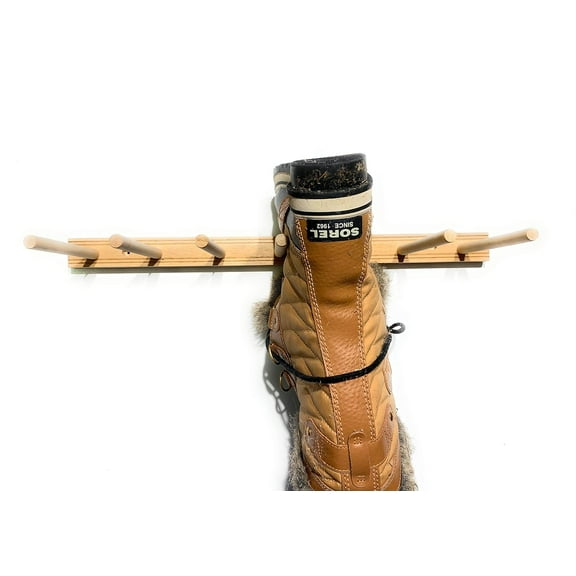 Reclaimed Solid Wood Boot Rack and Drying Rack Display Holds 2 to 3 Pairs of Boots Dark