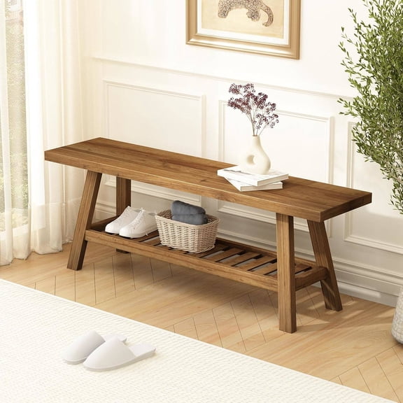 Reclaimed Solid Wood Entryway Bench, 43.3" Narrow Hallway Bench for Entryway, Bedroom, Kitchen, or Dining