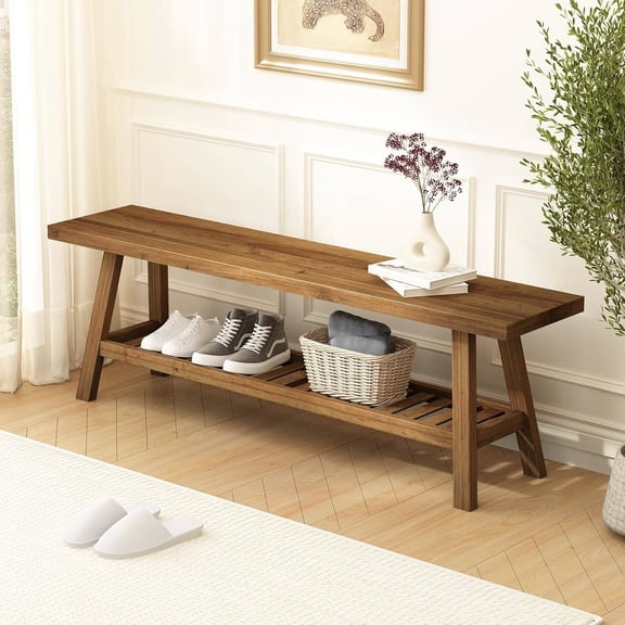Reclaimed Solid Wood Entryway Bench - 55 Inches, Narrow for Hallway, Kitchen, Bedroom, Dining