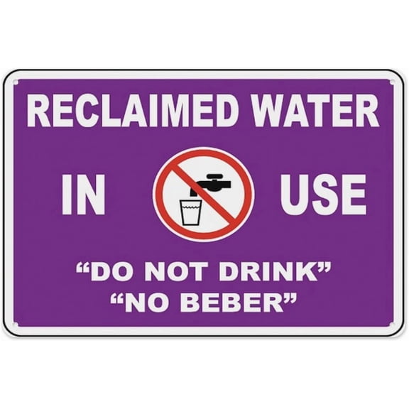 Reclaimed Water In Use Sign 8"x12", Aluminum Tin Warning Signs for Home Outdoor Garden, High Visibility Safety Sign for Irrigation