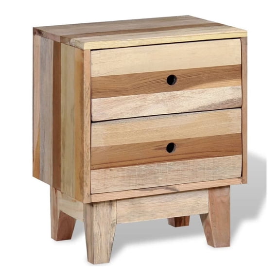 Reclaimed Wood Bedside Table with 2 Drawers - Vintage Nightstand - Solid Wood Side Cabinet - Bedroom Furniture - 11.8" x 15.7" x 19.7"