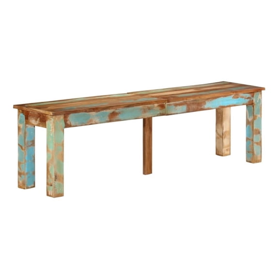 Reclaimed Wood Bench - Rustic Outdoor Indoor Seating for 3, Solid Wood Garden Bench, Brown Finish, 63 Inch