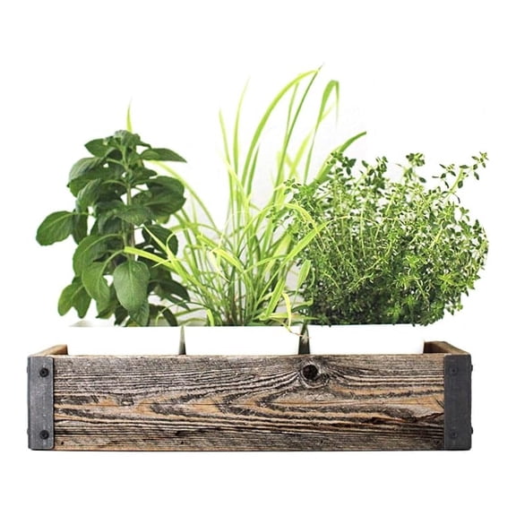 Reclaimed Wood Planter Box with Metal Brackets (Small - 14.5")