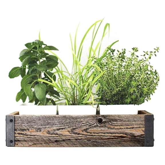 Reclaimed Wood Planter Box with Metal Brackets (Small - 14.5")