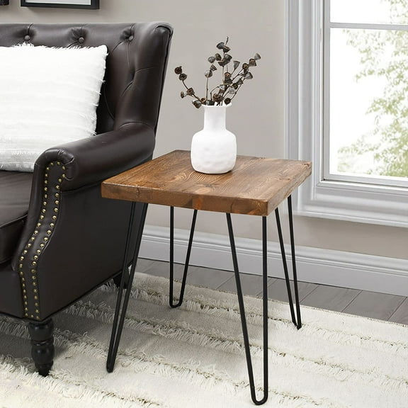 Reclaimed Wood Side Table Square 15"x15"x20"H Accent Vintage Coffee End Tables Rustic Stands Living Room Patio Bedroom Nightstand