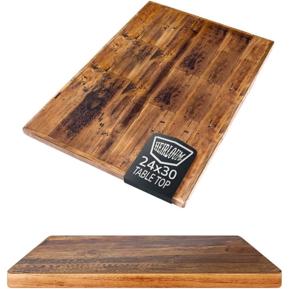 Reclaimed Wood Table Top - Rustic Recycled Wooden Piece Perfect for Signs, Counters, Kitchens, Dining and Coffee Table Tops (Straight Plank Table Top, 24" x 30")