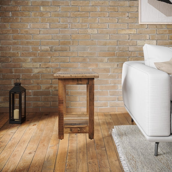 Reclamation Rustic Reclaimed Solid Wood Chairside End Table with Storage Shelf