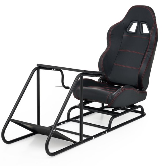 Reclinable Video Game Driving Racing Simulator Cockpit Seat w/Pedal Mount