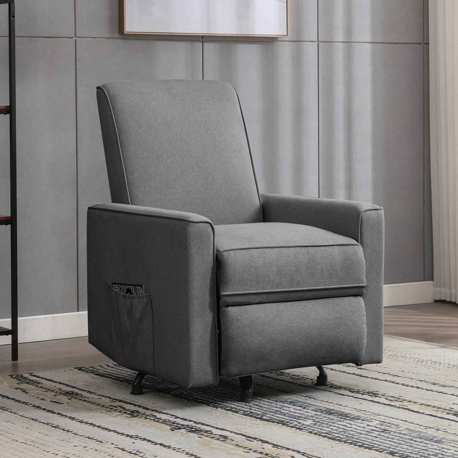 Recliner Chair with 360 Degree Swivel, Upholstered Push Back Recliner