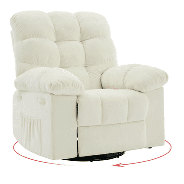 Recliner Chair, 360 Swivel Rocker Chair for Adults Upholstered Fabric Glider Recliner Nursery with Side Pockets   for Living Room Tool-Free Assembly​