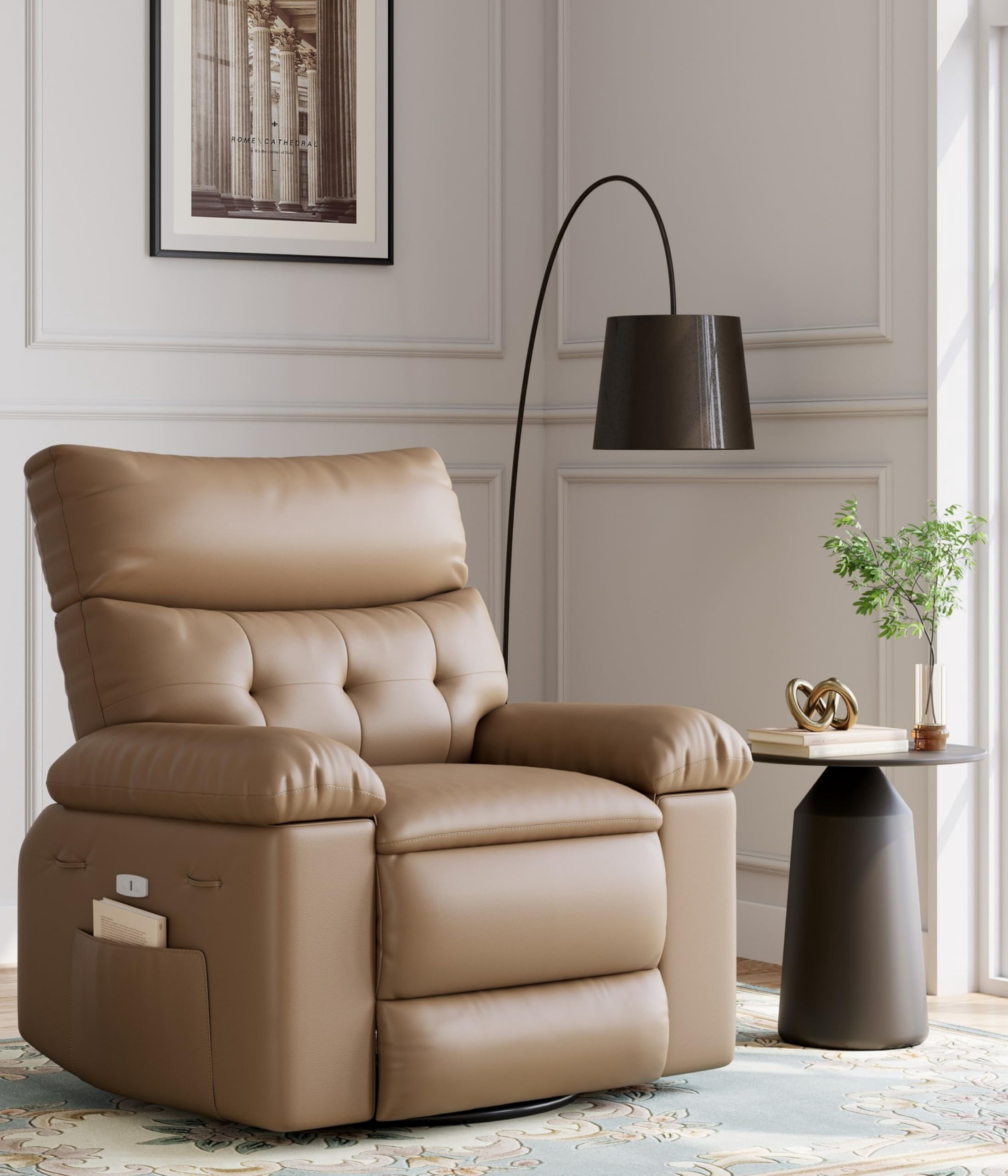 Recliner Chair for Adults, PU Leather Electric Rocker Recliner, 270 ...